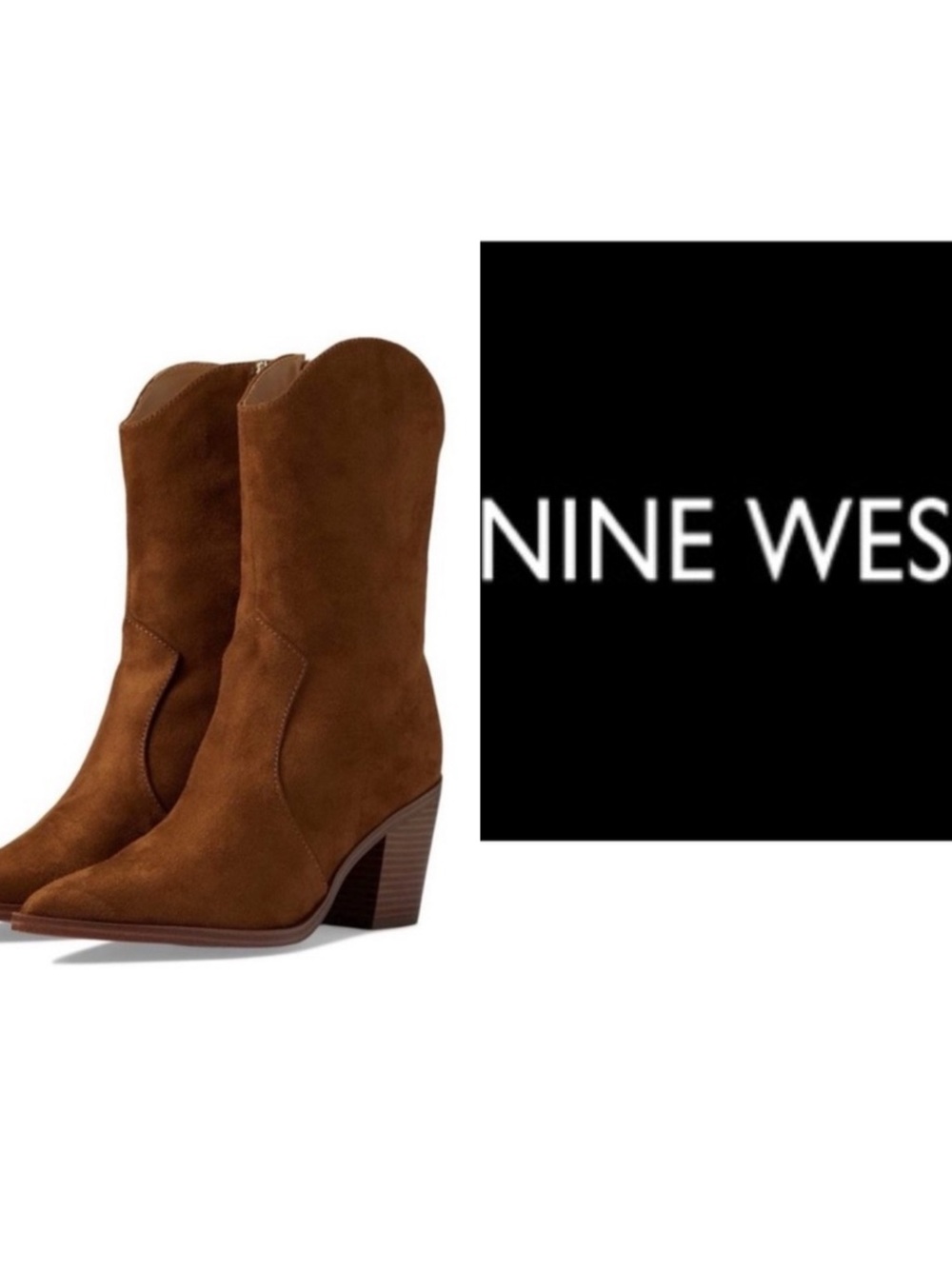 ‼️WOW‼️Nine West Boots Wyla Tan Western Booties sz 8‼️